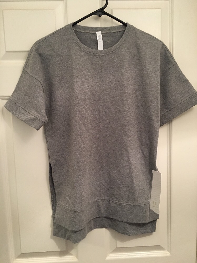 Lululemon Cut Above Tee NWT Sz 4 HMDG Gray Lightweight French Terry Fabric Slits
