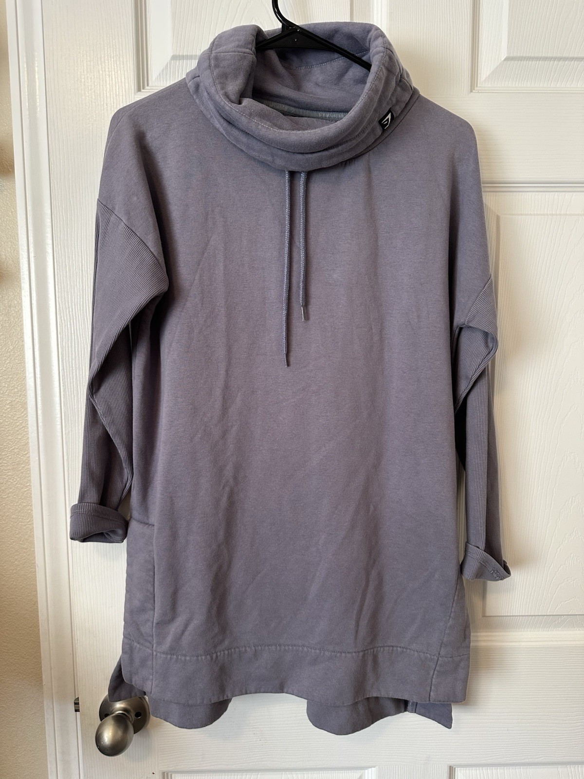 Gymshark Women’s Gray Solid Cowl Neck Pullover Sweater Cotton Relaxed S