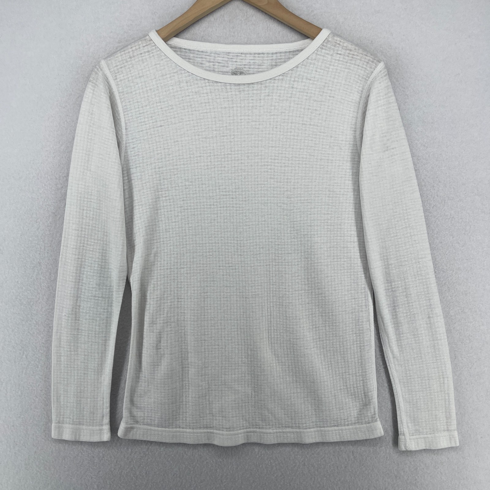 DUOFOLD Top Womens M Waffle Thermal Baselayer Long Sleeve Cotton Blend White