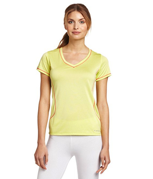 Brooks Women’s Versatile EZ Short Sleeve V-Neck Tee, Citrus, Medium