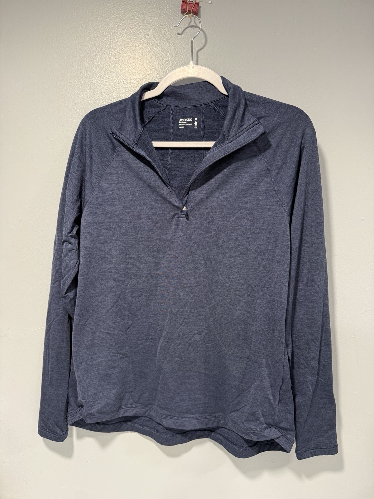 Jockey Women’s Blue 1/4 Zip Long Sleeve Mock Neck Stretch Activewear Top M