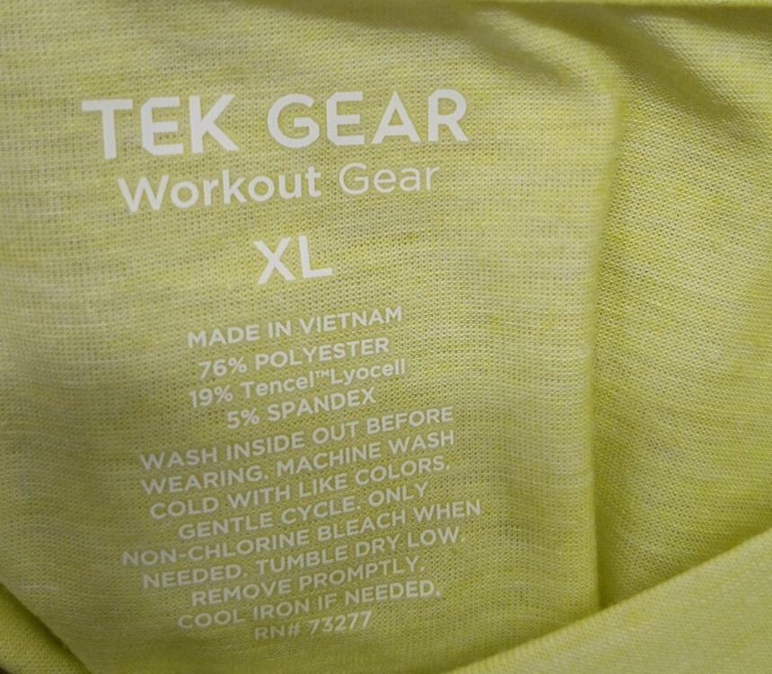 Tek Gear Women Top Extra Large Yellow Poly Blend Short Sleeve Workout Gear