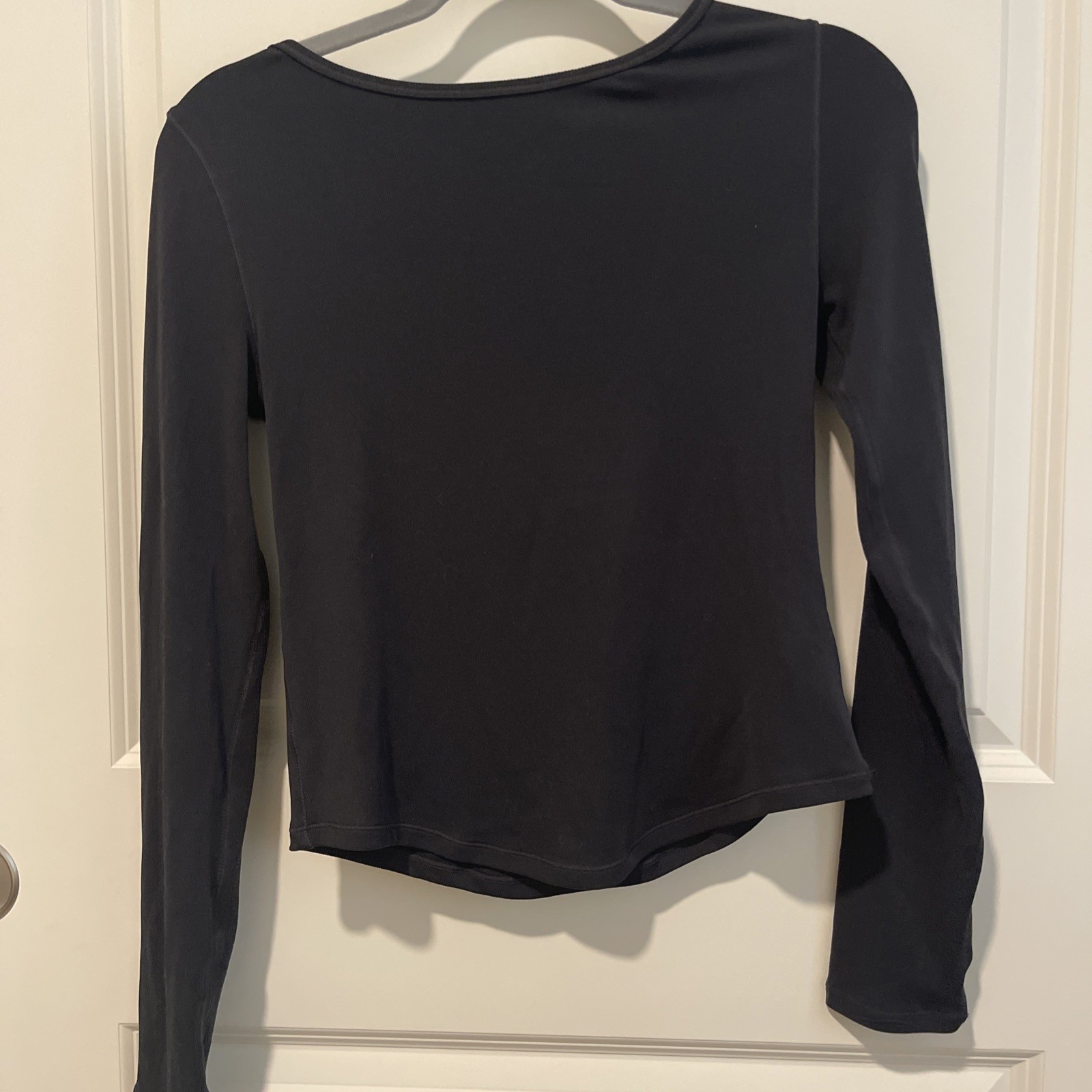 SHEIN Glowmode Active Open/ Low Back Long Sleeve Crop Top Black Size Large