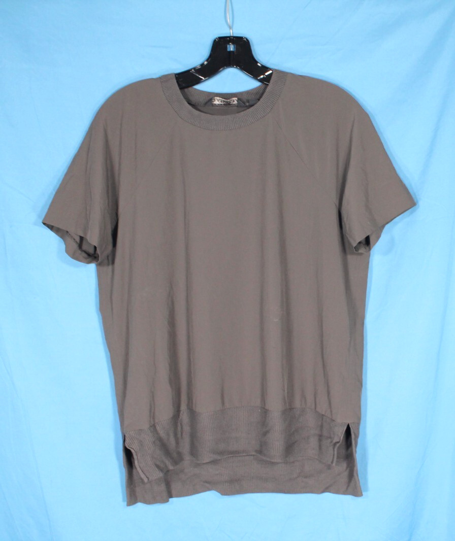 ATHLETA Dark Green RIBBED TRIM High-Low Hem ZEPHYR T-SHIRT/TEE/TOP Sz XS