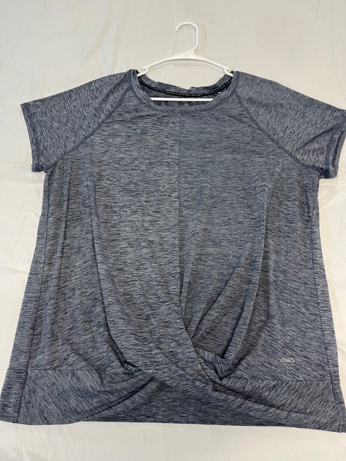 Jones New York Sport ACTIVE HEATH GRAY RAGLAN SLEEVE Twist Hem Athletic Top XL