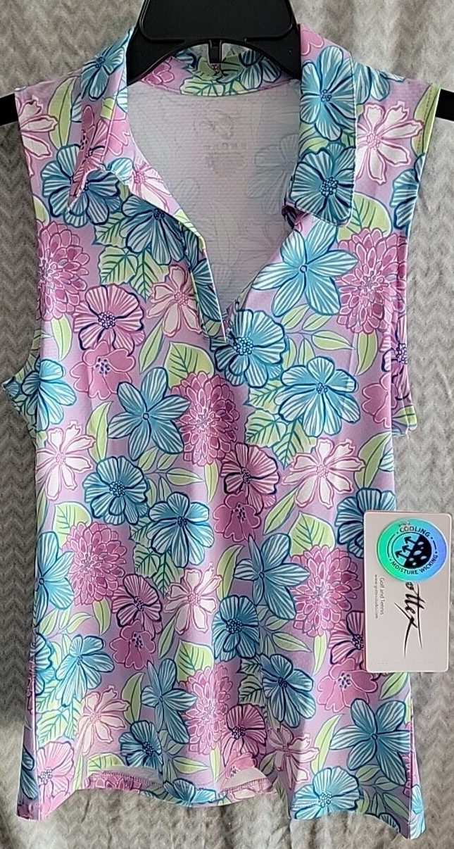Gottex Golf Tennis Performance Floral Purple Tank Women’s XS Top Athleisure