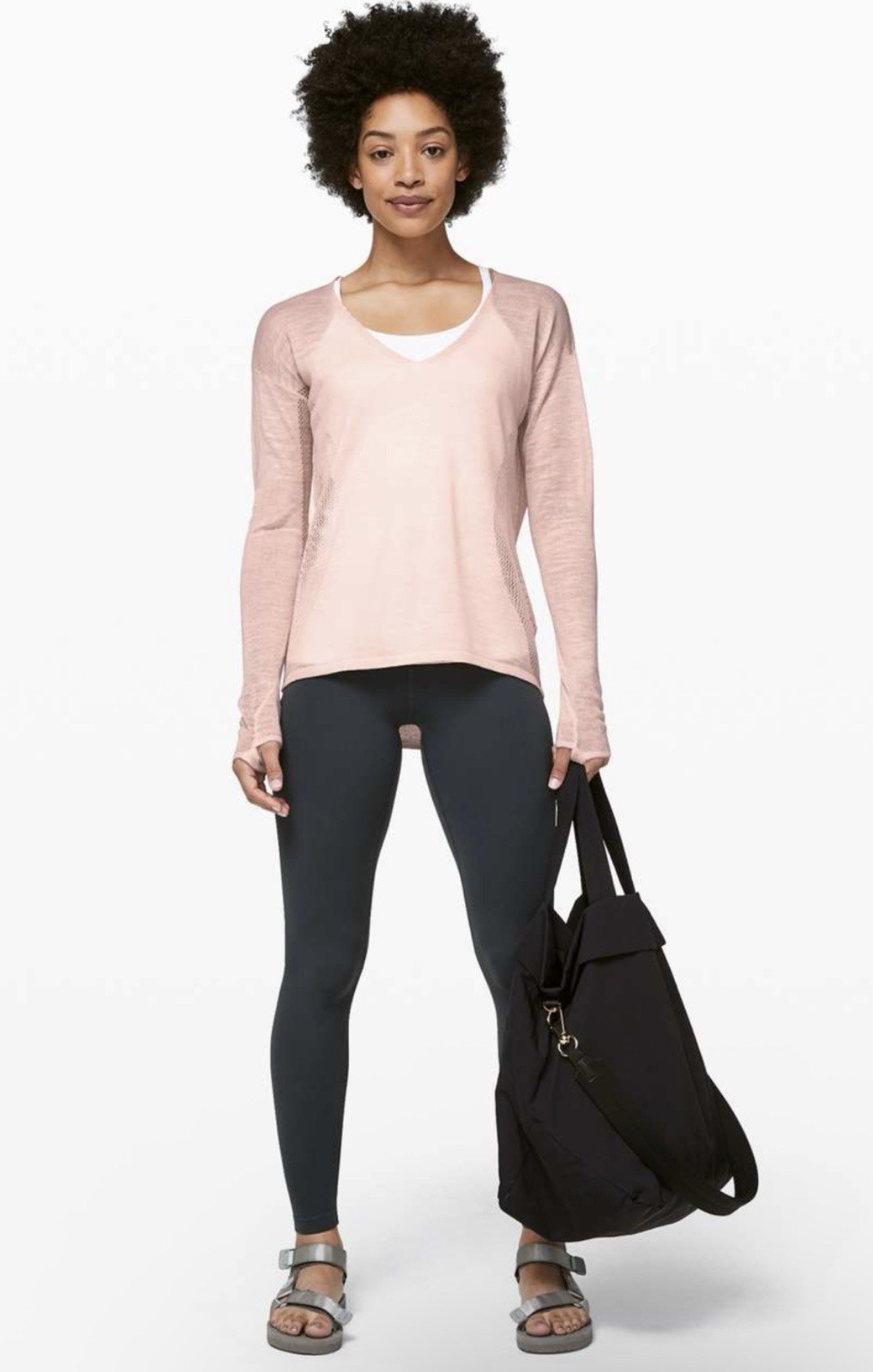 Lululemon Sweater Size 10 Still Movement Butter Pink Linen Blend