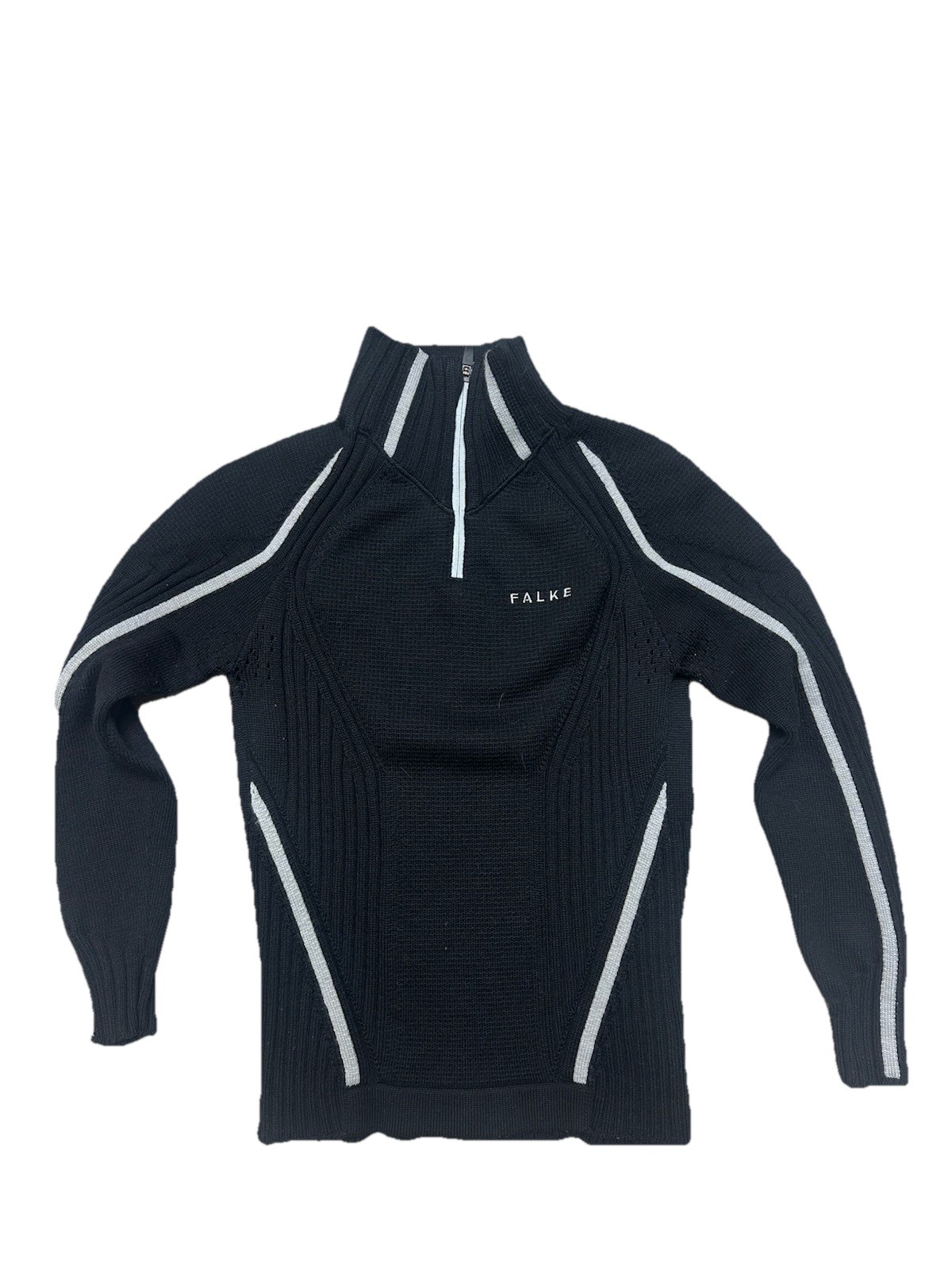Women’s Falke 1/4 Zip Long Sleeve Thermal Merino Wool Pullover Black Woven Rib