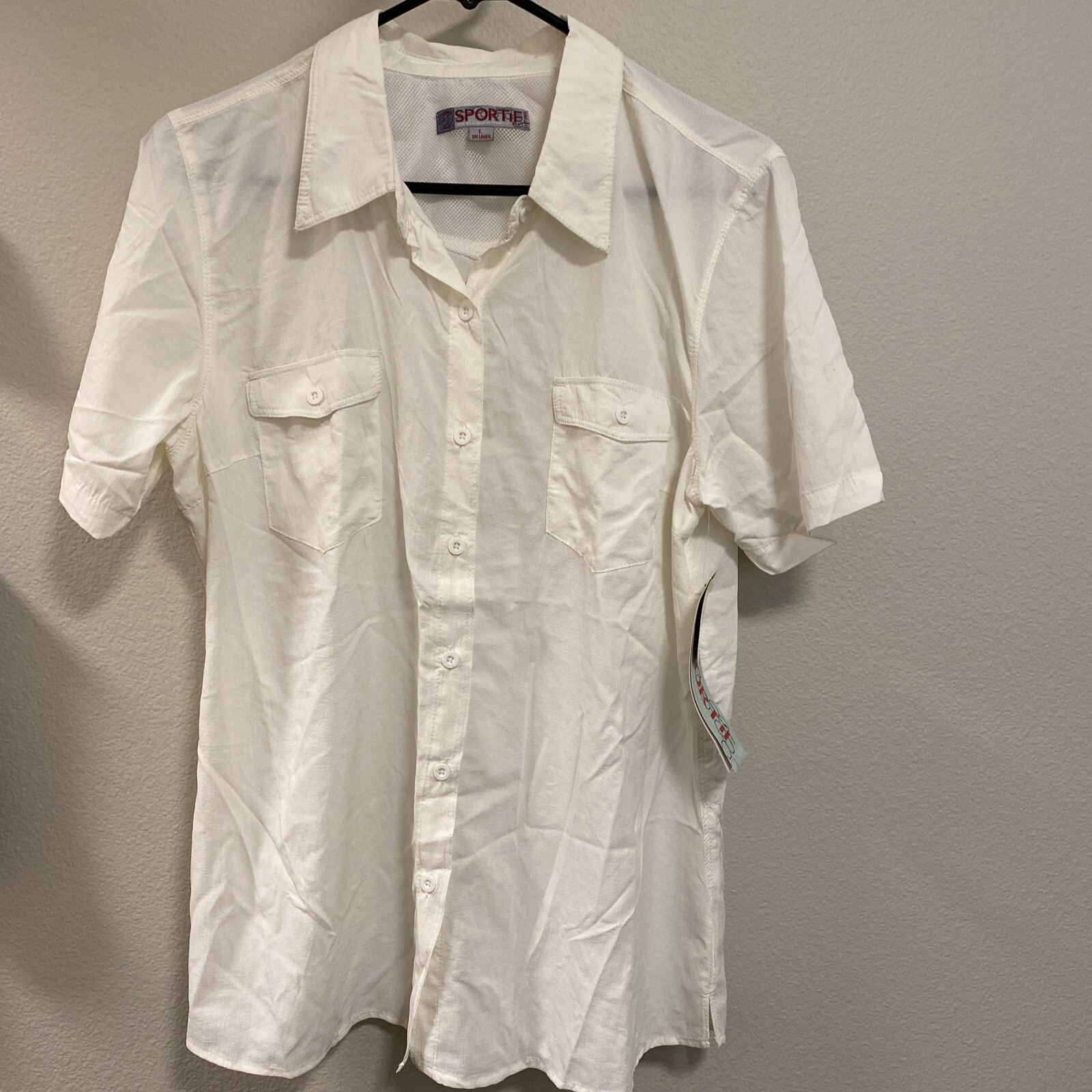 NWT Sportif UPF 15 Women’s Large Sun Shirt white nylon