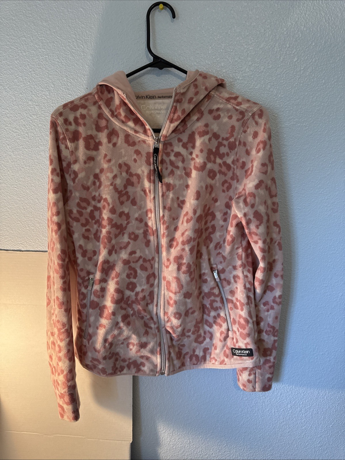 Calvin Klein Performance Womens Hooded Zipper Pink Jacket Ju Medium
