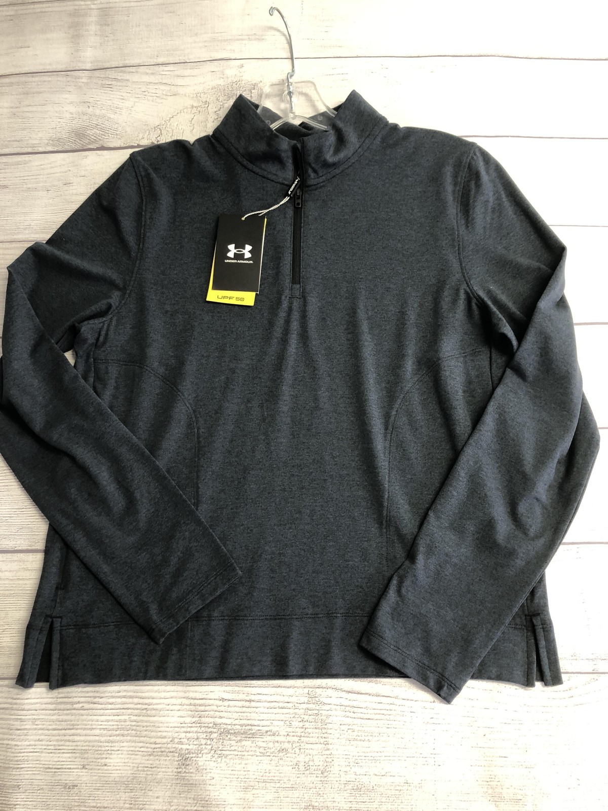 Under Armour Sweater Womens Medium Gray Quarter Zip Long Sleeve Golf UPF 50