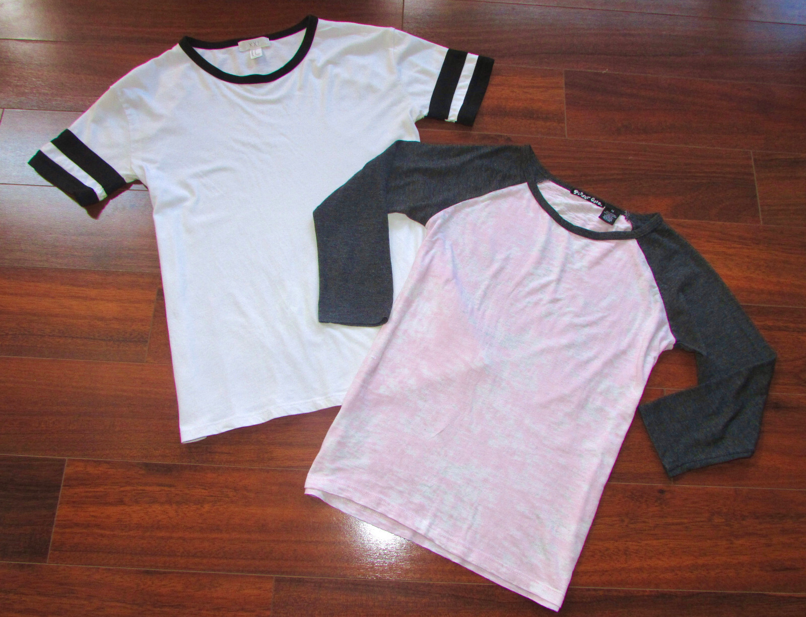 FOREVER 21 & PLANET GOLD ~ M & S ~ Lot of 2! Varsity T-Shirt and Baseball Tee 20