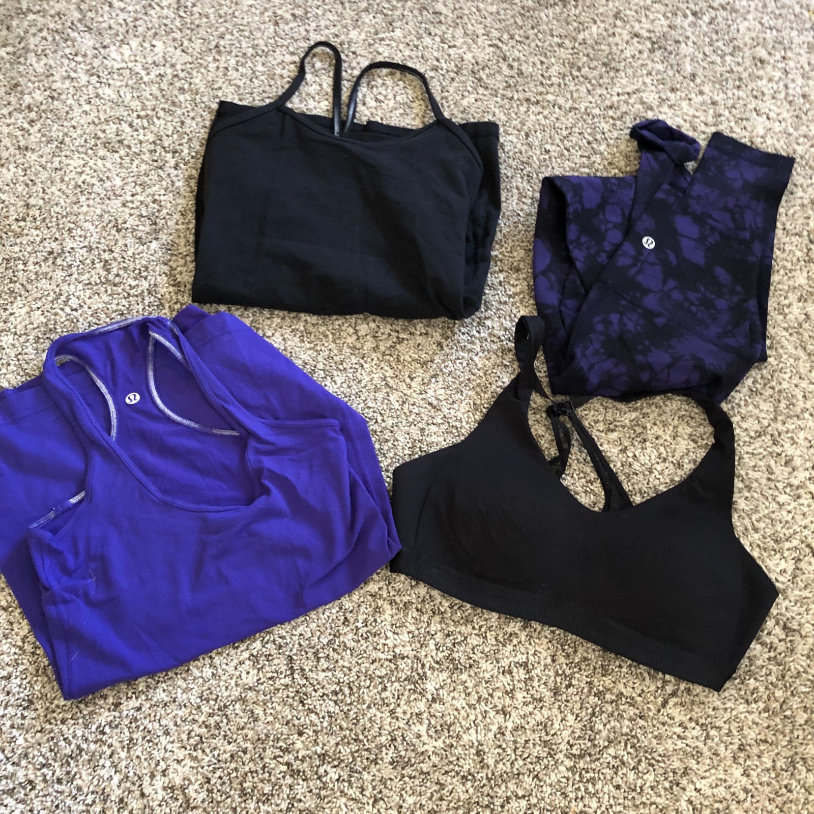 Lot Bundle 4 Lululemon Wunder Under leggings Racerback Tank Black Bra 34B Sz 2