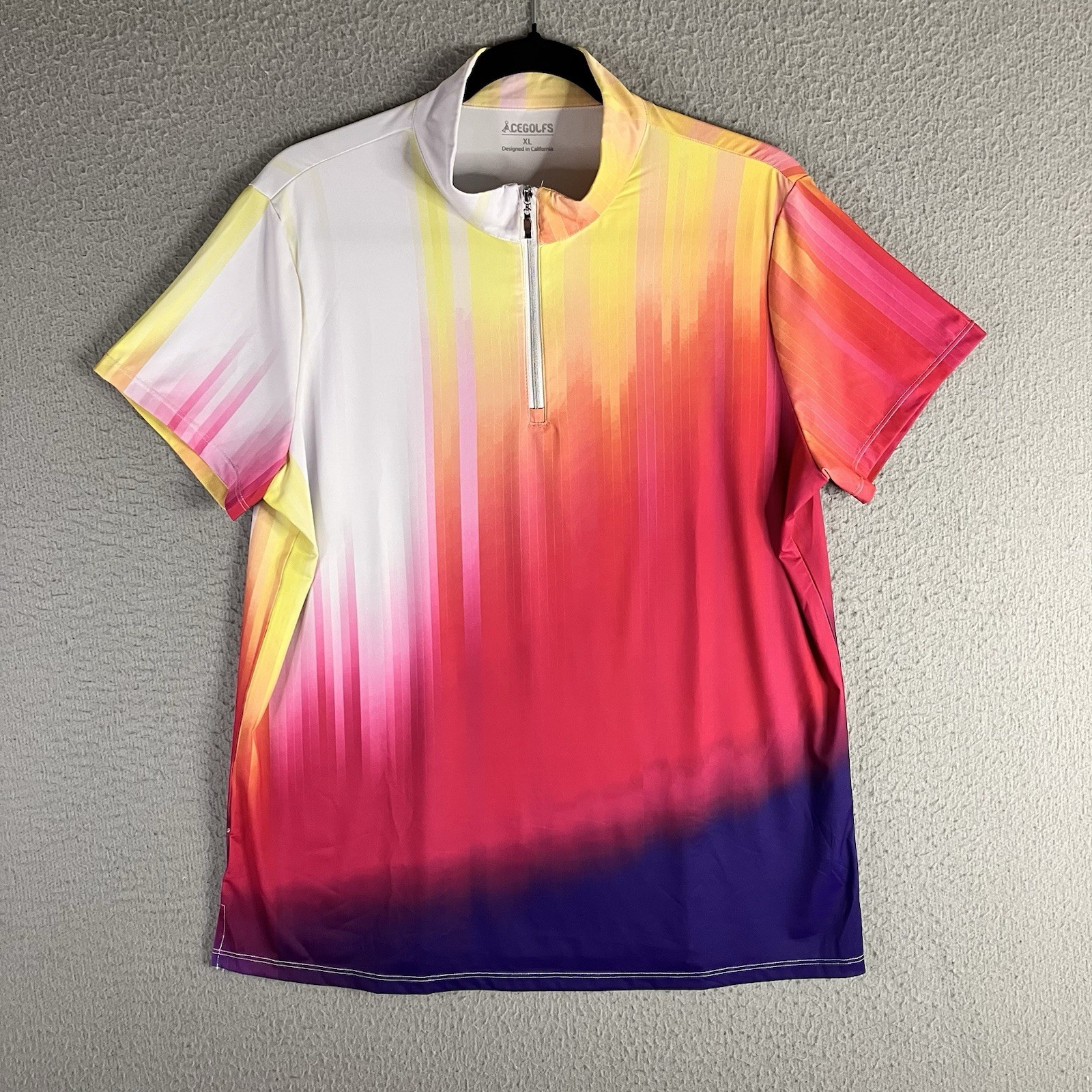 CEGOLFS Women’s XL Golf Polo Shirt Multicolor 1/4 Zip Performance Stretch Top