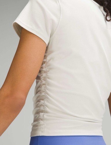 Lululemon All It Takes Ribbed Nulu T-Shirt Women’s 2 White Cropped Ruched