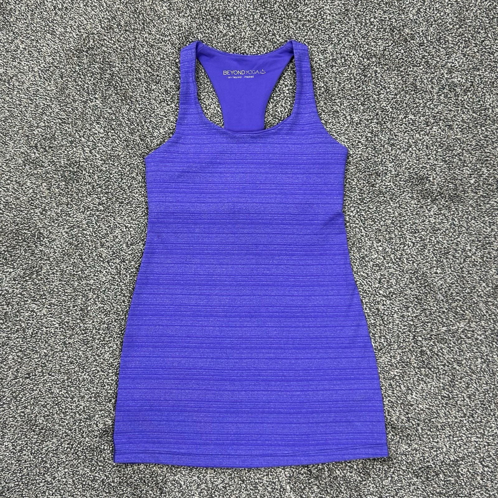 Beyond Yoga Racerback Tank Top Women XS Athletic Purple Striped Stretch Comfort