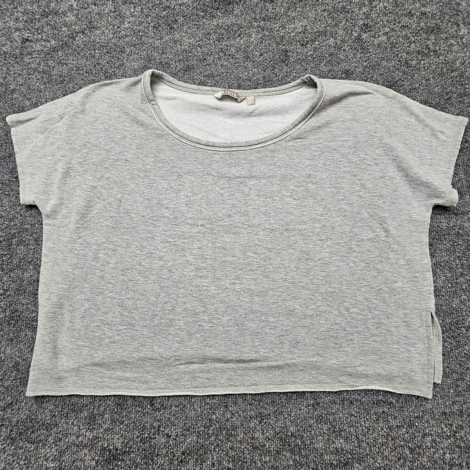Athleta Shirt Womens Large Gray Short Sleeve Boxy Dolman Scoop Neck Modal Blend