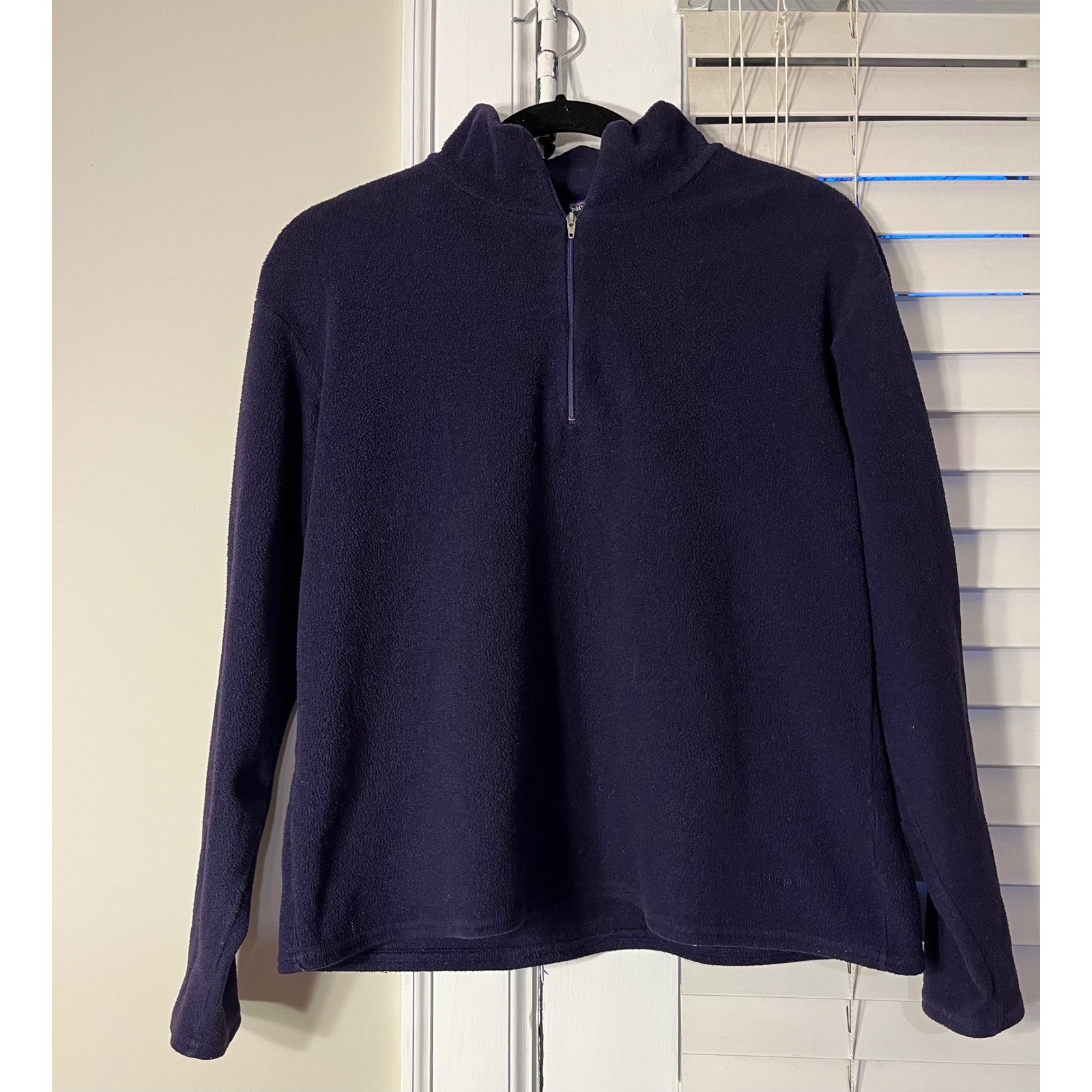 VTG USA Made Patagonia Base Layer Fleece Pullover Womens L Purple 1/4 Zip READ