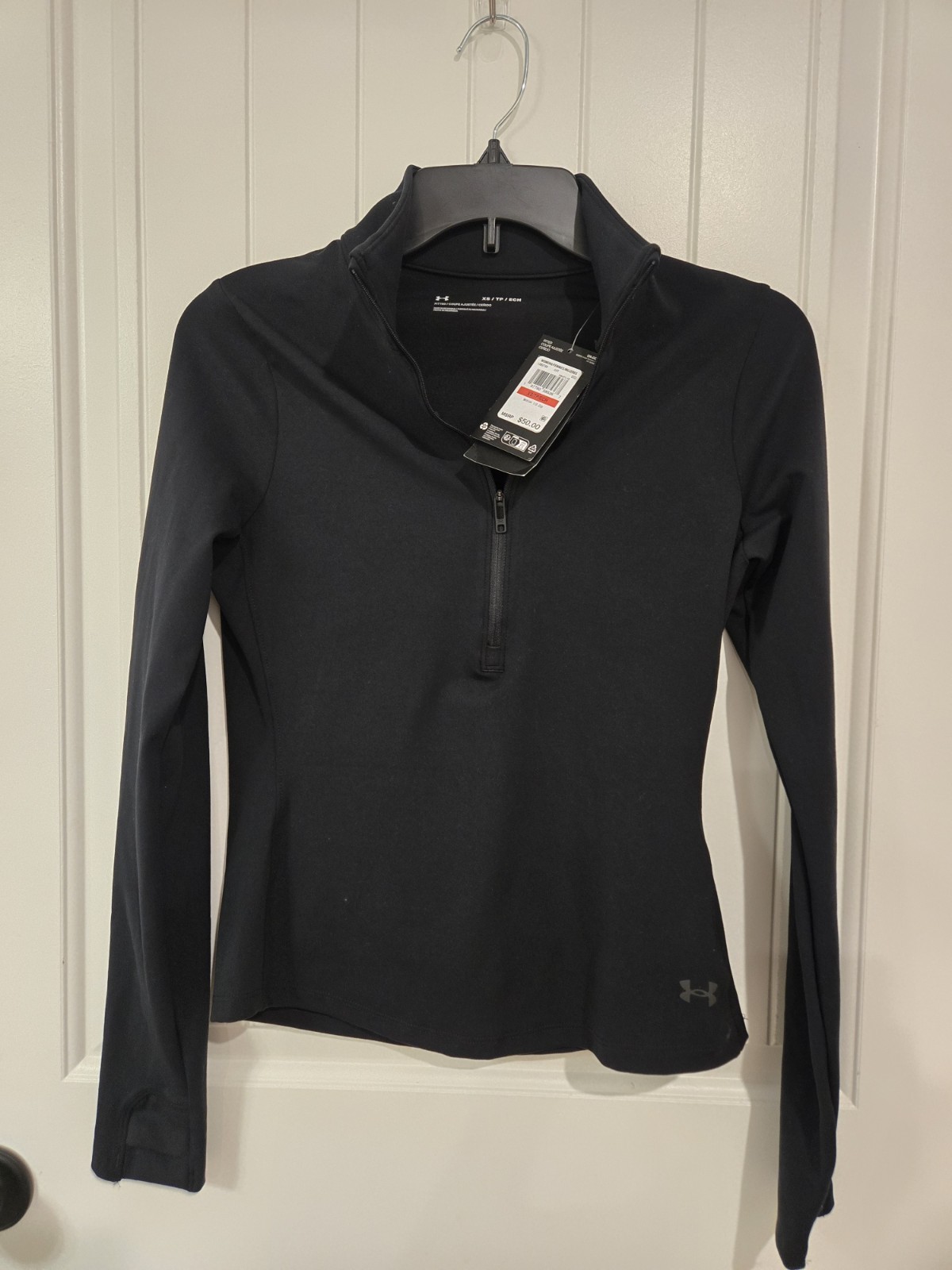 Under Armour Women’s Motion 1/2 Zip Fitted Mock Neck Long Sleeve Black XS P