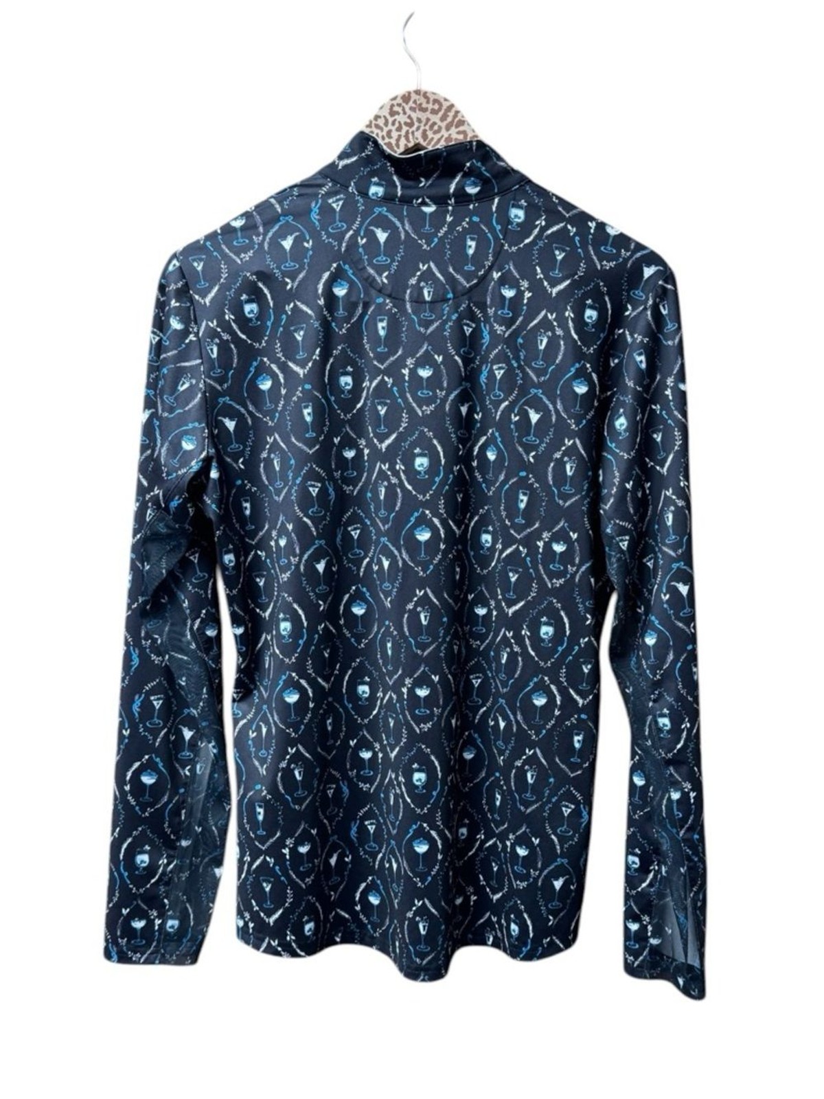 SanSoleil Long Sleeve Golf 1/4 Zip Pullover Martini Cocktail Navy Blue Large