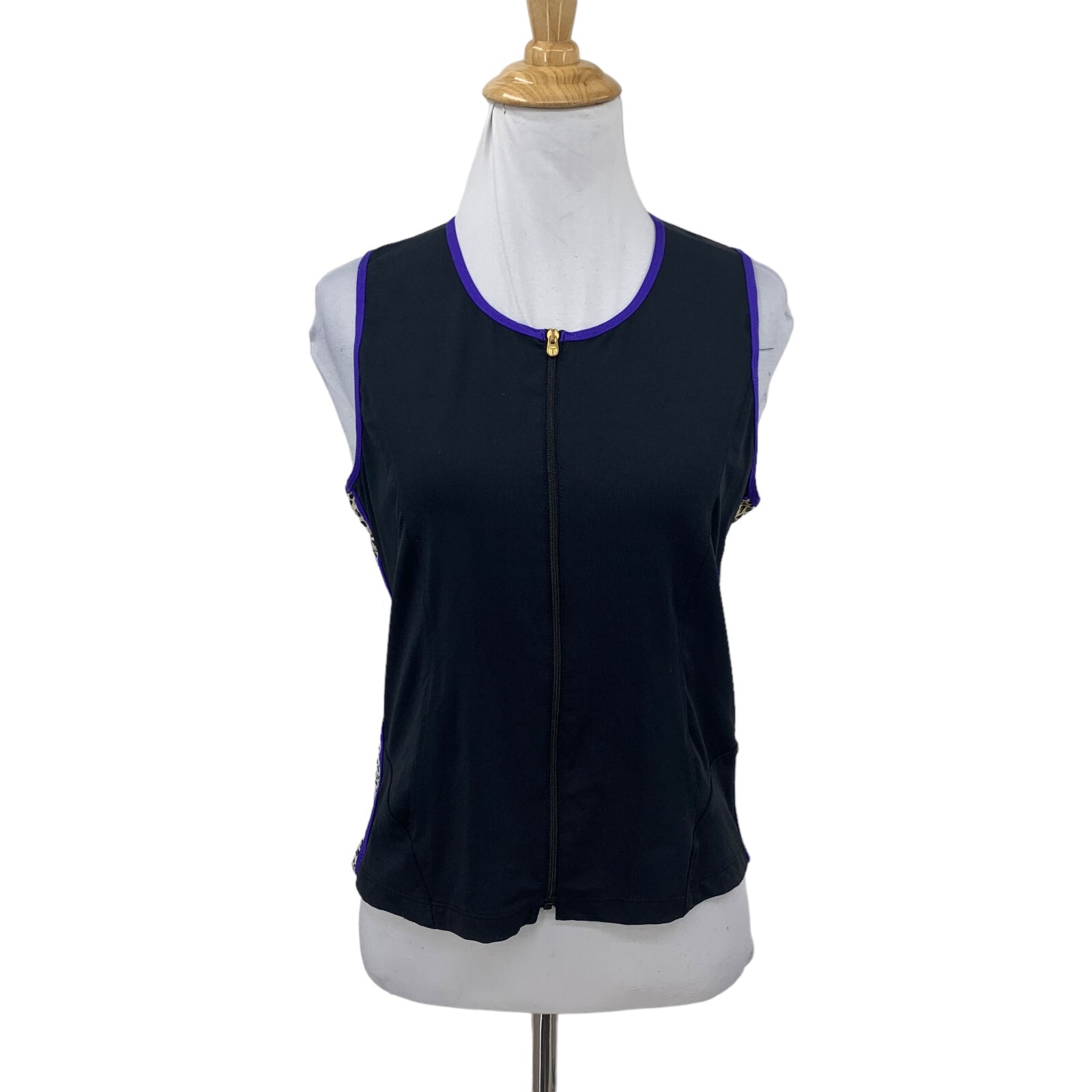 Tail Tech Performance Athletic Top Womens S Cheetah Sides Full Zip Sleeveless