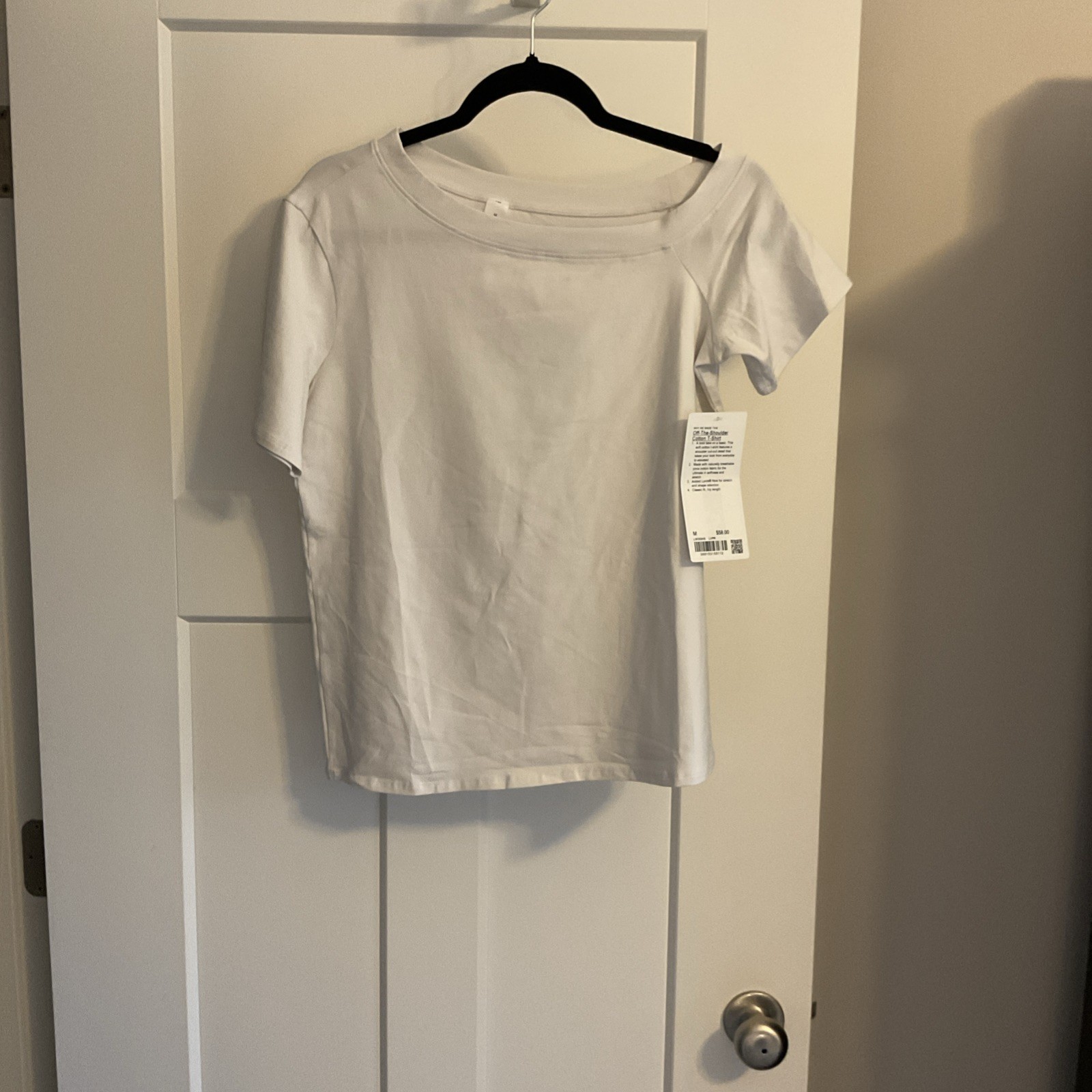 Lululemon Off The Shoulder T-Shirt Womens Medium Pima Cotton Stretch Active NWT