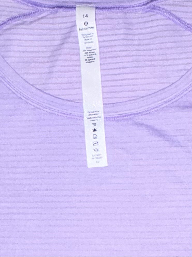 NWT💜LULULEMON💜SIZE 14💜ANOTHER MILE SHORT SLEEVE TEE💜HSHE/PURPLE💜RETAIL $72