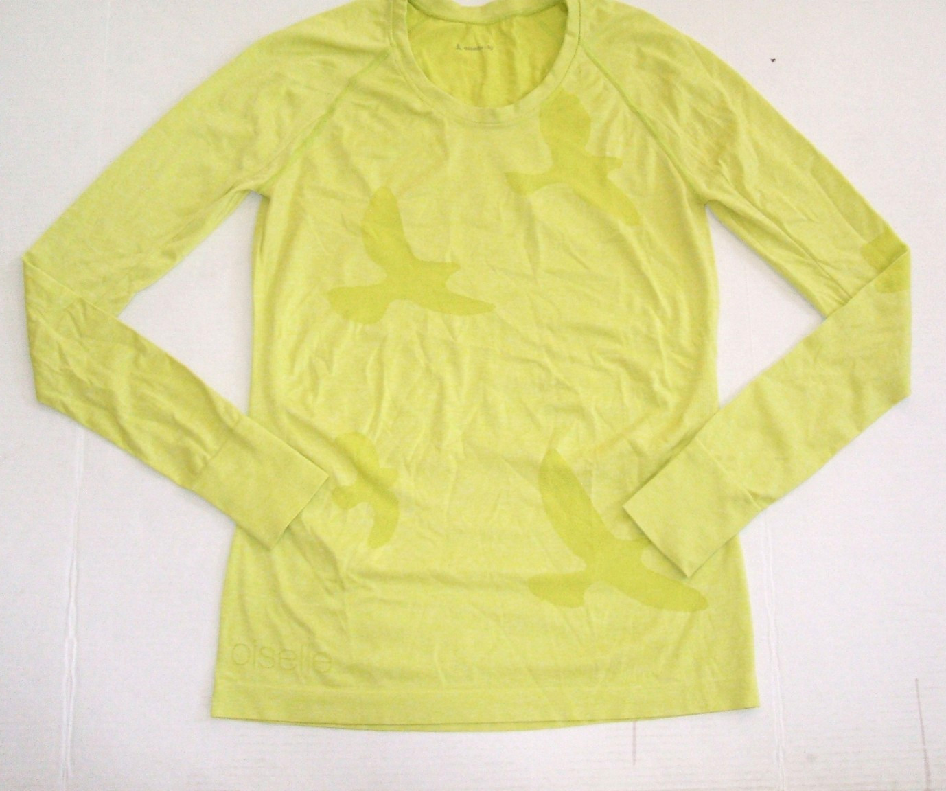 Oiselle Flyte Shirt Long Sleeve Seamless Women L Yellow Run Yoga Casual