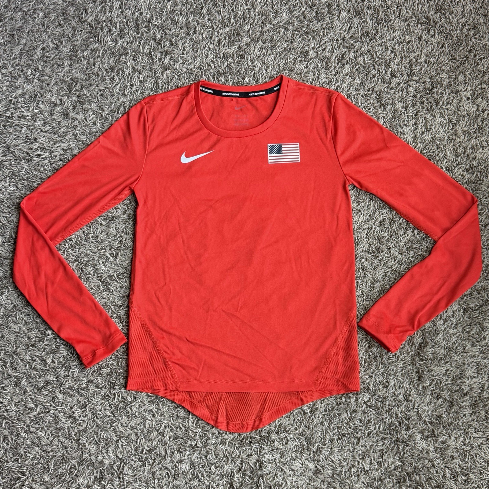 Nike Team USA Running Shirt Womens Size 2XS Crew Long Sleeve Red America NWOT