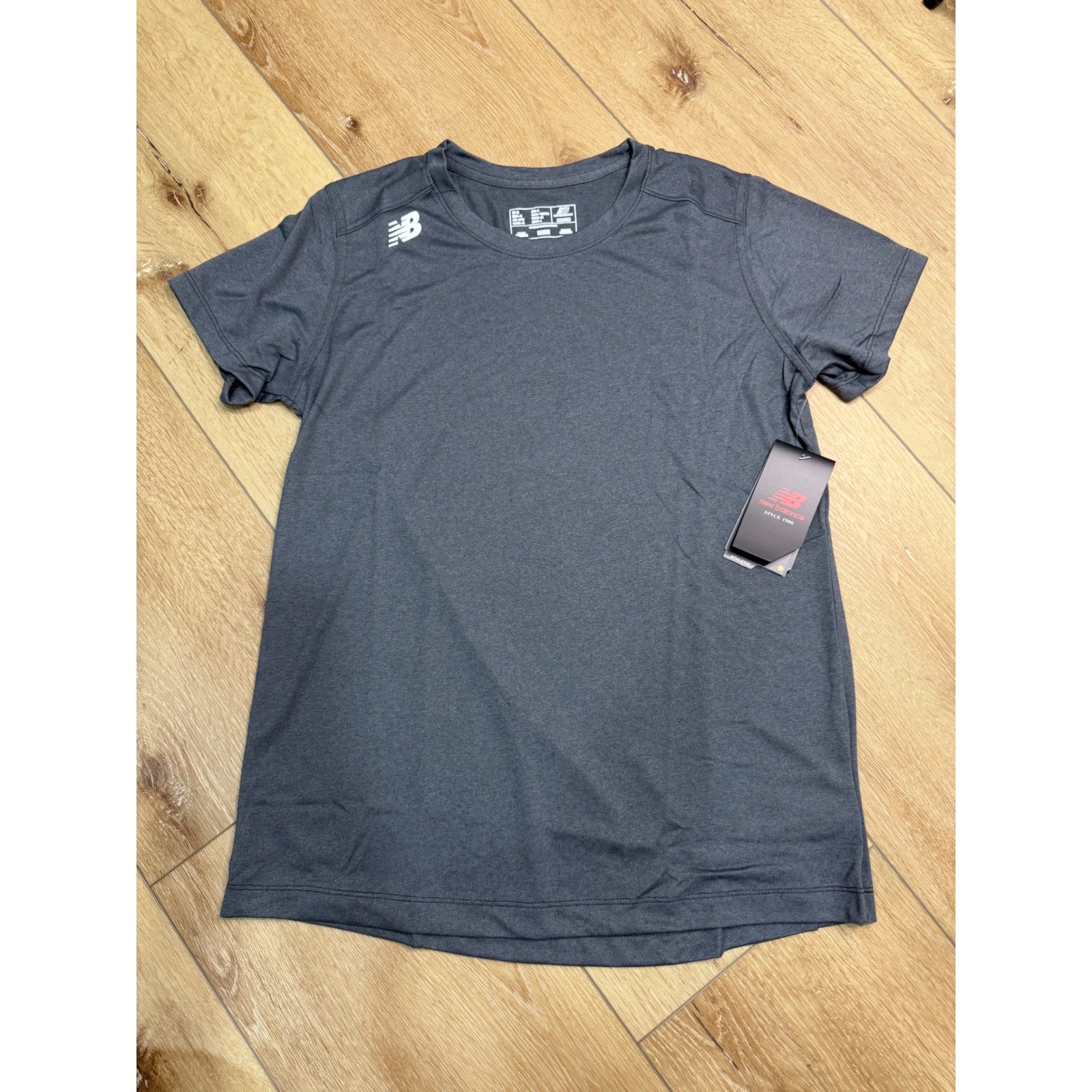 New Balance Womens NB Dry Athletic T-Shirt Charcoal Gray Heather Medium NWT