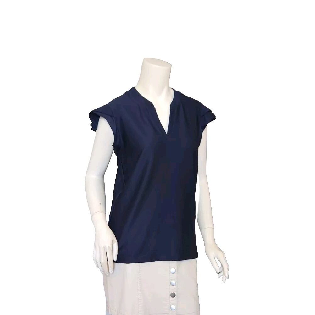 RBX Flutter Sleeve Split neck Textured UPF 50+ Rib Top Women’s S NWT $48