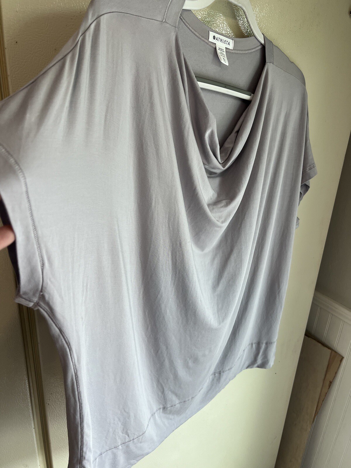 Athleta Relaxed Weekender Tee, Tinsel Purple Shirt Oversized Size XL Drape Neck