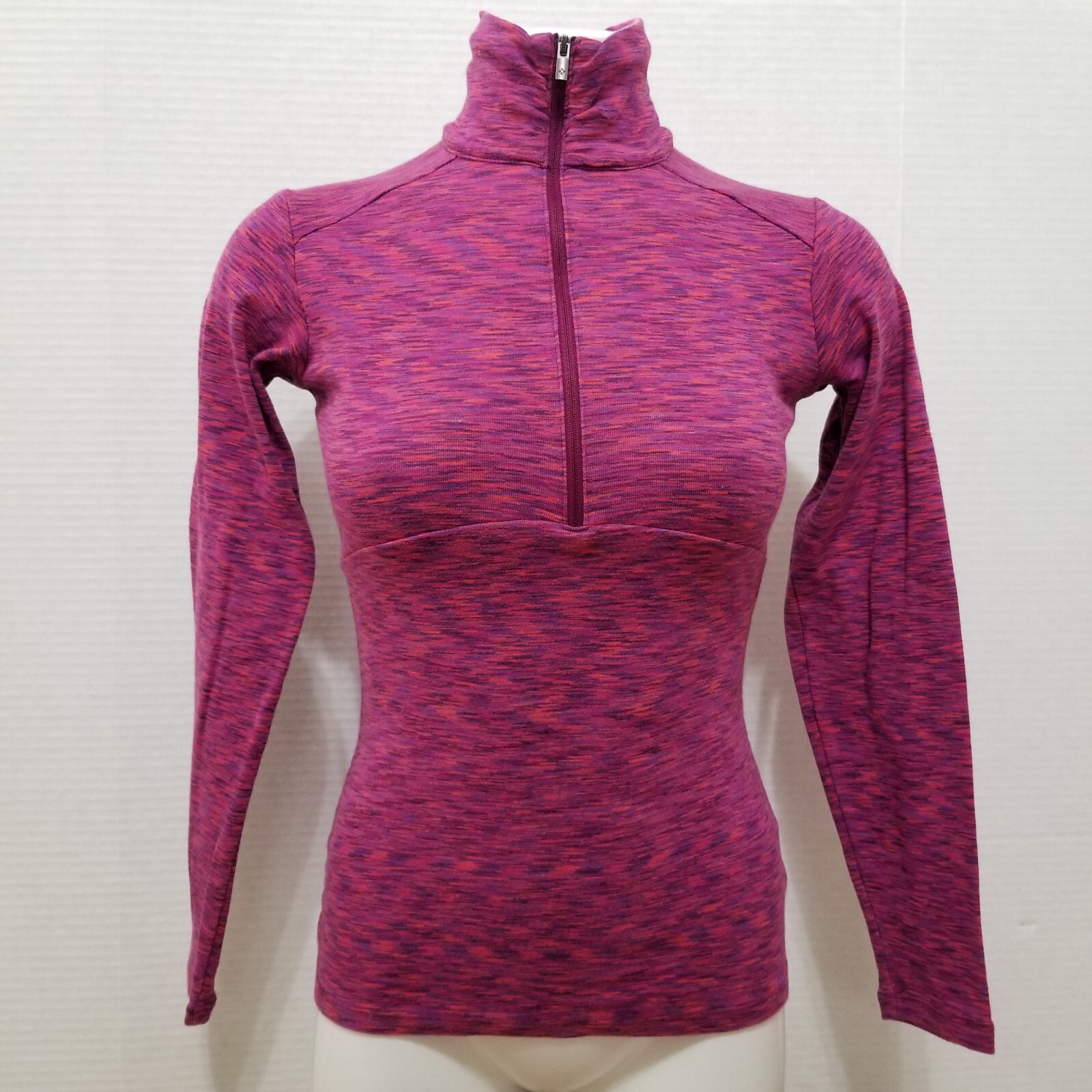 Columbia top XS lightweight 1/4 quarter zip pullover heathered space dye marl