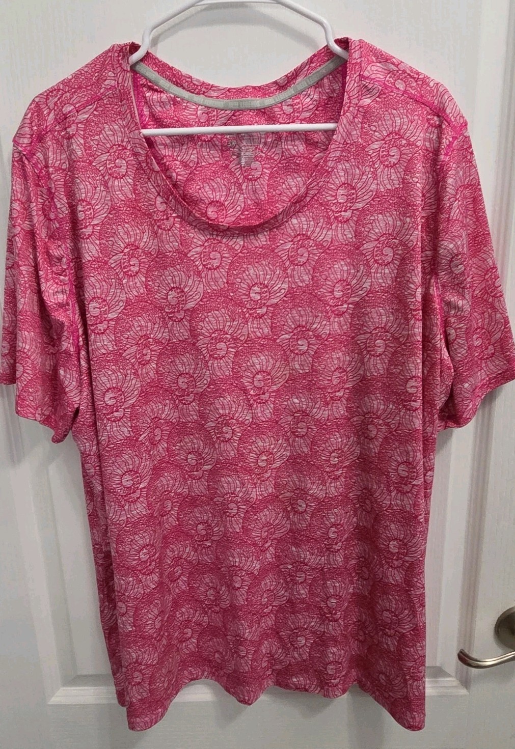 Reel Legends Perform Shirt Women’s 3X Freeline Pink Shell Print Round Neck SS