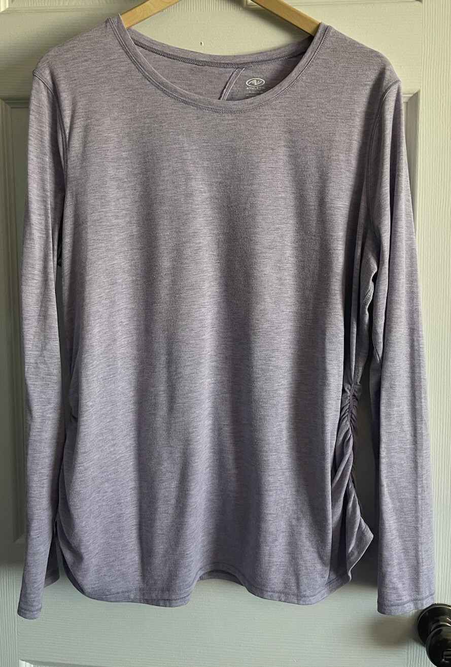 Athletic Works Shirt Top Womens XL 16-18 Long Sleeve Purple Cut Out Open Back