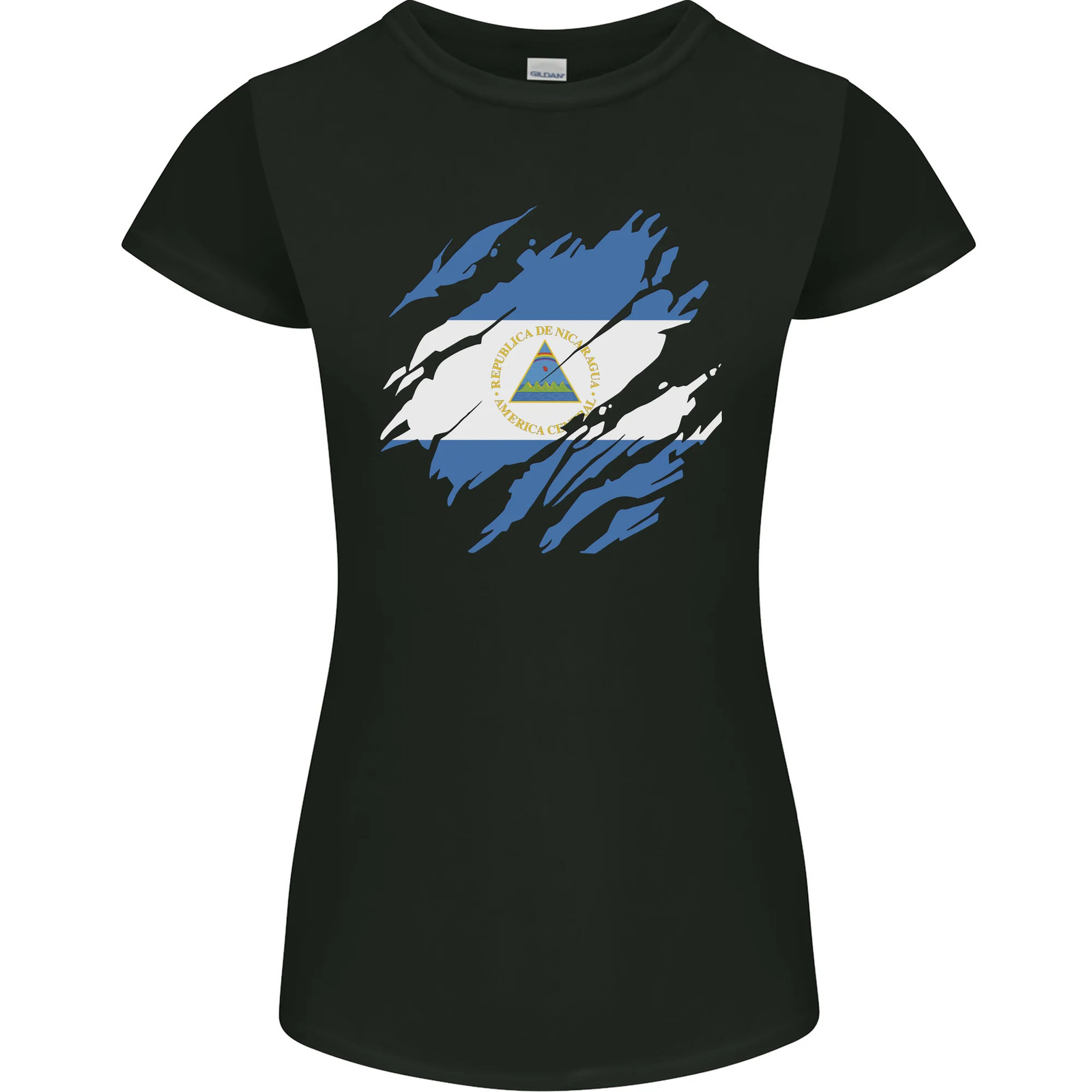Torn Nicaragua Flag Nicaraguan Day Football Womens Petite Cut T-Shirt