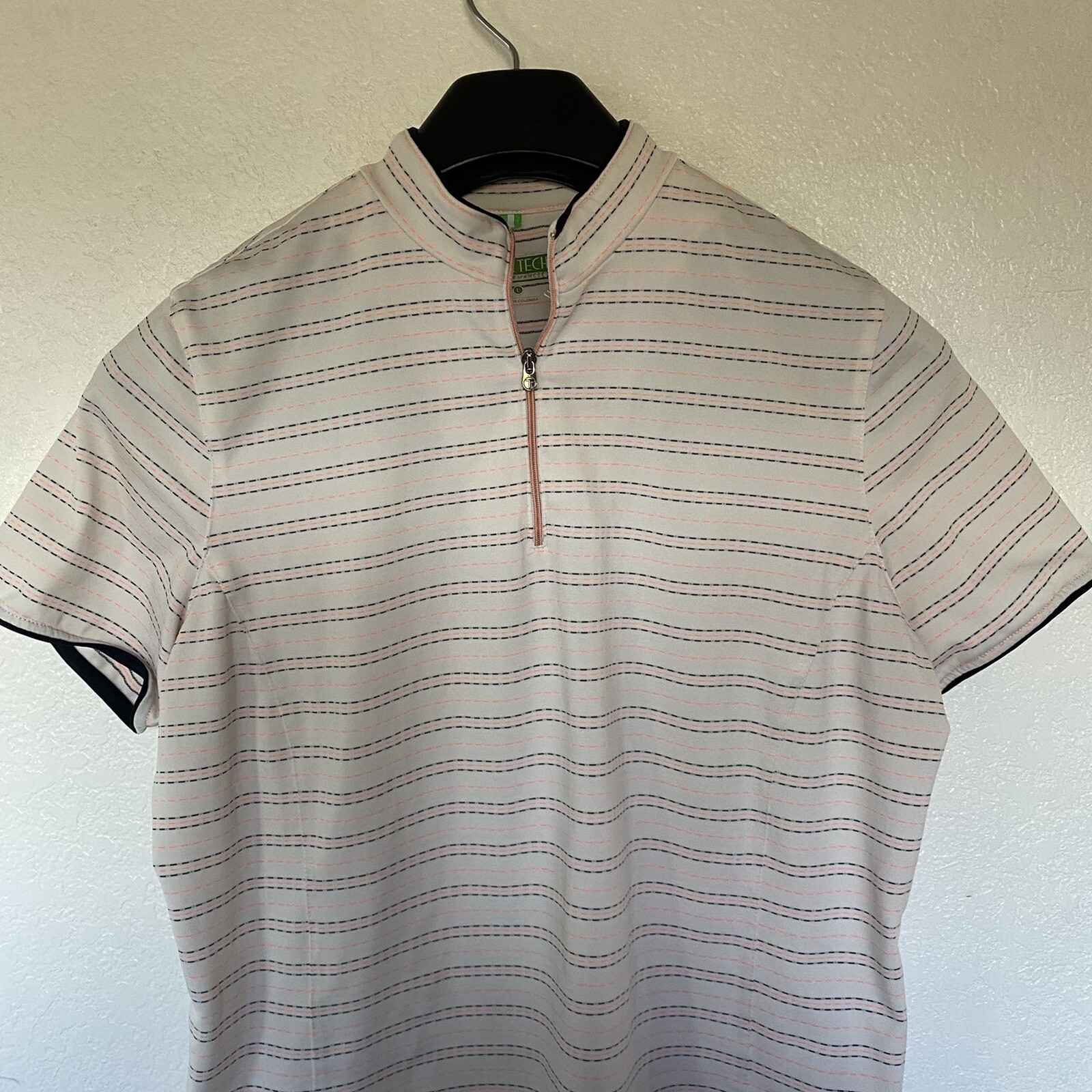 Tail Tech Performance Womens Multicolor Short Sleeve 1/4 Zip Activewear Top Sz L