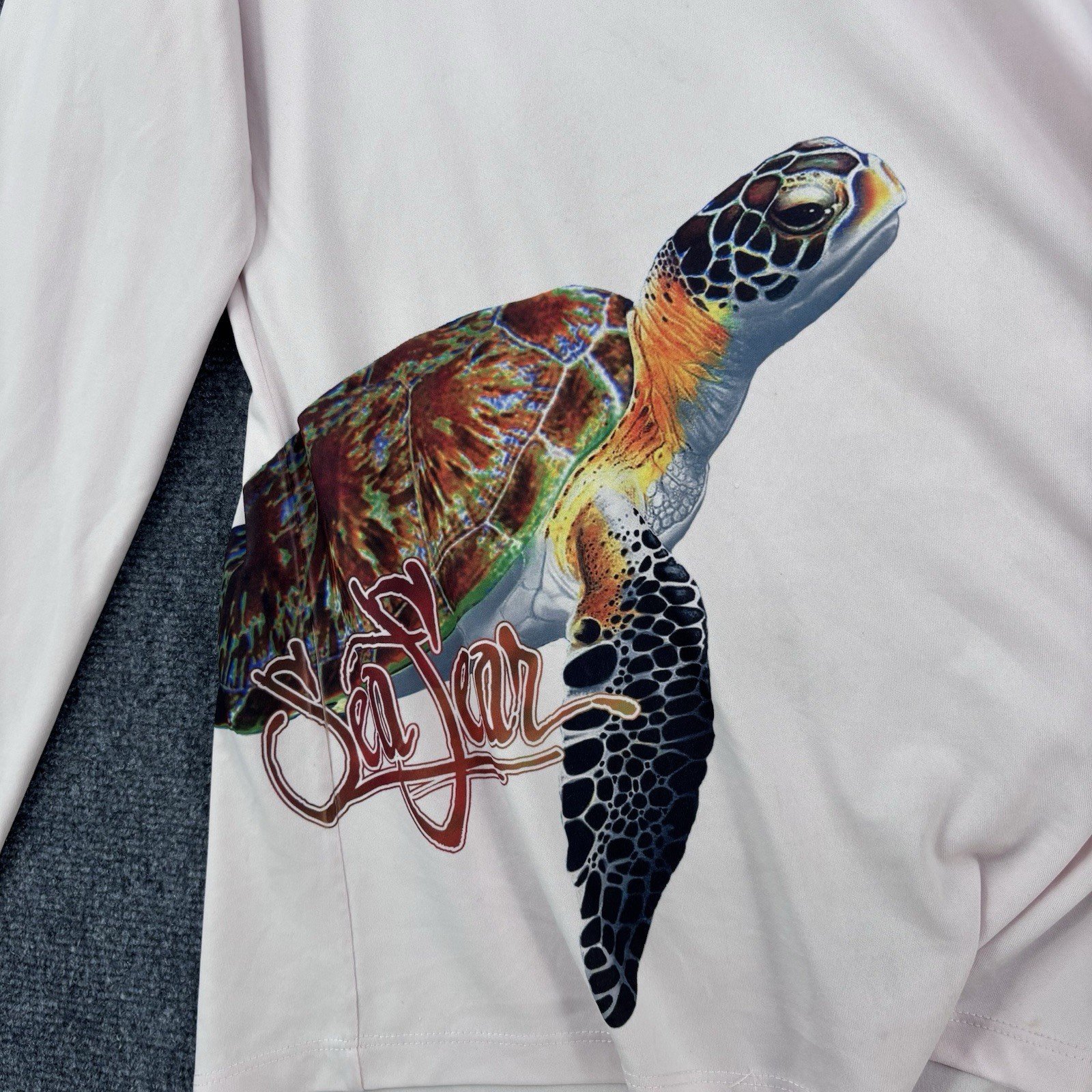 Sea Fear Sea Turtle Light Pink Performance Wear Long Sleeve UPF50 Women’s XL