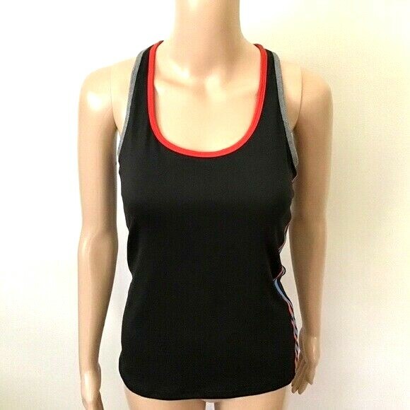 Champion C9 Womens Top Size XS Black Racerback Graphic Tank with Bra Built In