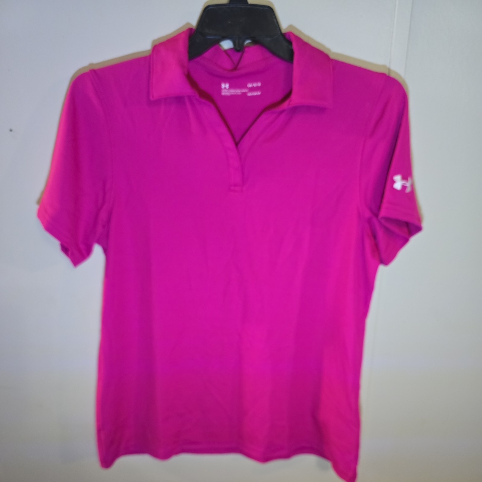 Under Armour Performance Golf Polo Shirt Womens Large HeatGear New Pink