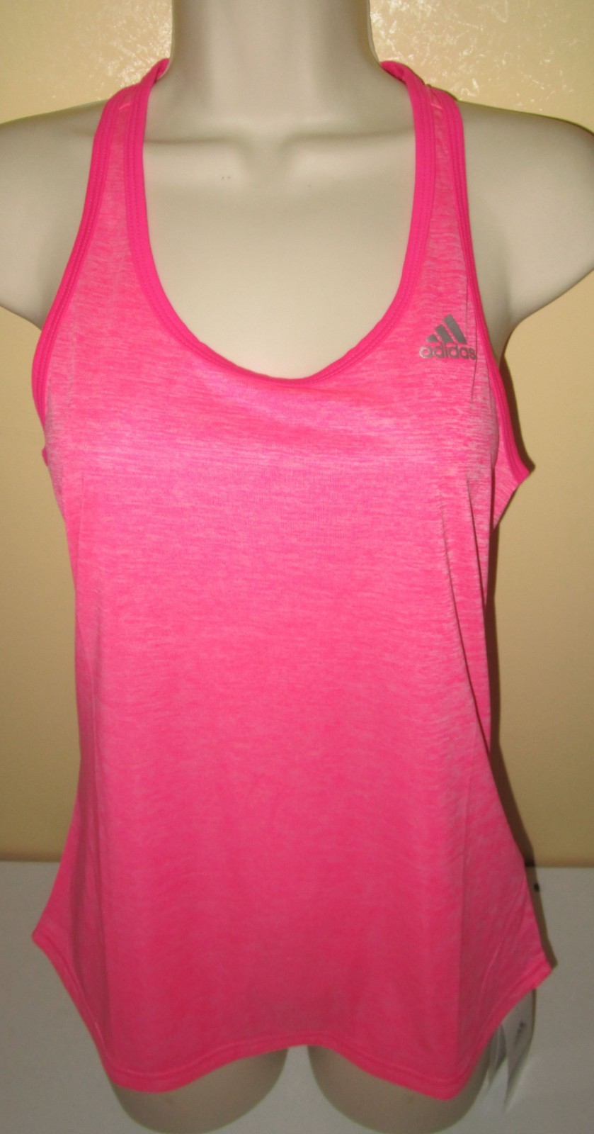 ADIDAS~X-SMALL 0 2~Shock Pink / Matte Silver Keyhole Tank Athletic Shirt