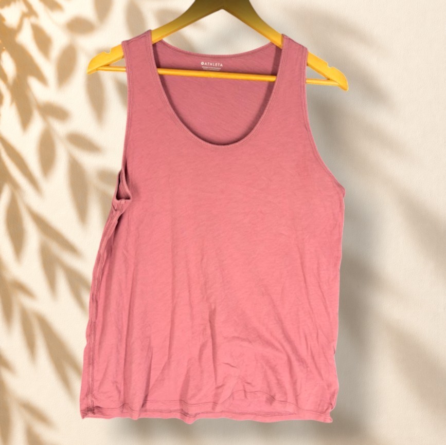 Athleta Activewear Tank Women L Tall Pink Sleeveless Wide Strap Gym Running