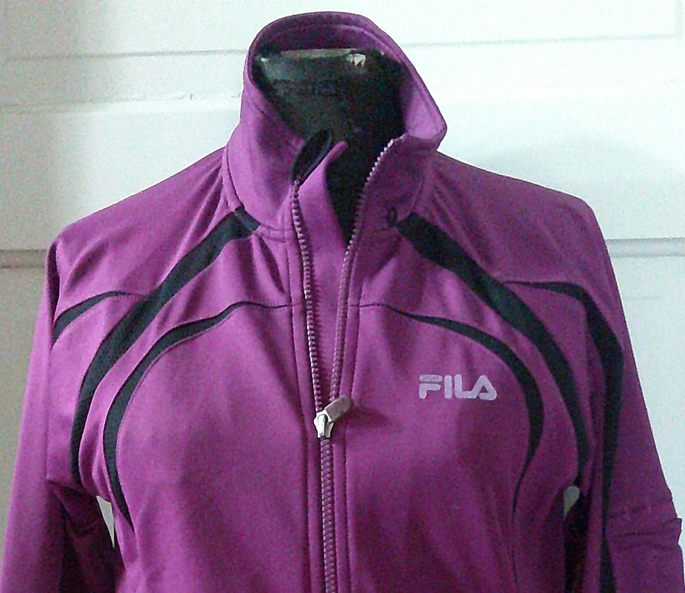 NWT FILA LS Thumb Hole Purple Pink Full Front Zip Fitness Shirt Top Blouse S