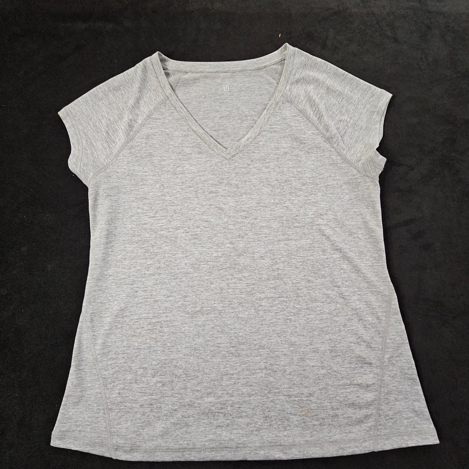 Ideology Gray Short Sleeve Polyester V-Neck Performance T-Shirt Women’s L