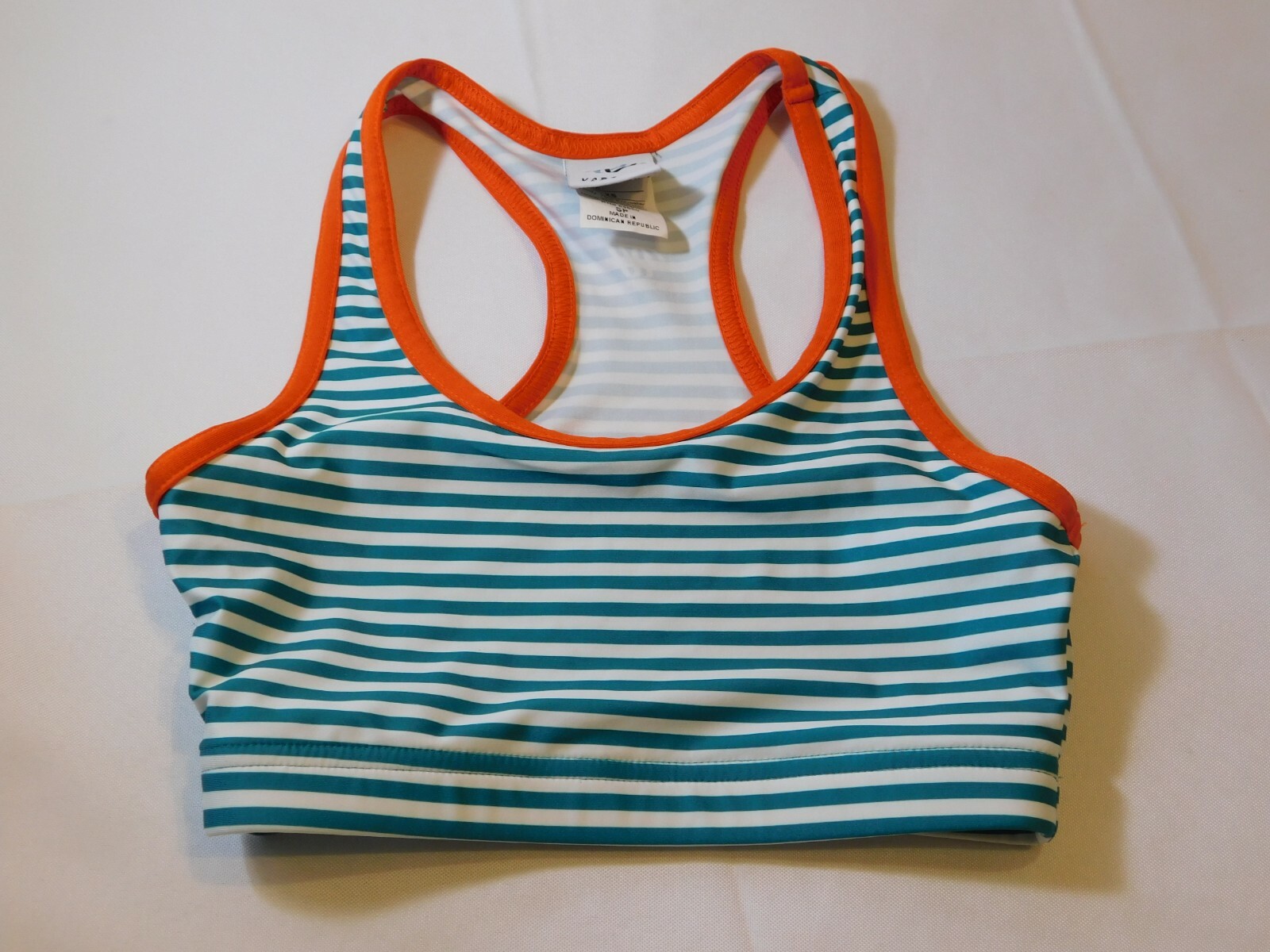 Varsity Spirit Junior’s Cheerleading Sports Bra Size S small green white oran —