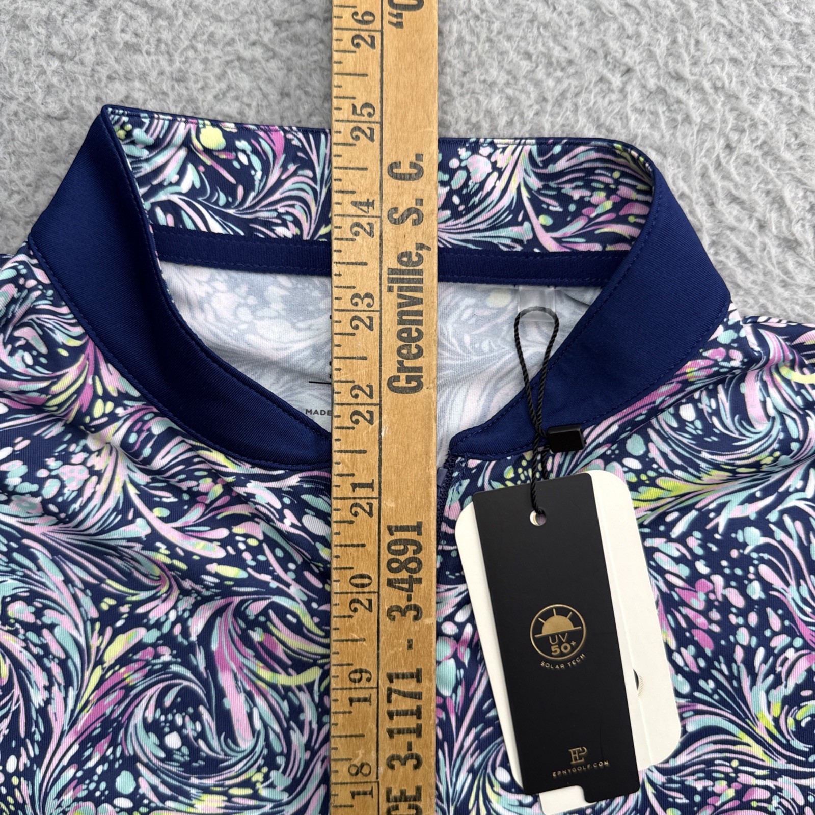 EP New York EPNY Golf Shirt Top Womens Medium Floral Sleeveless Zip Mock Polo