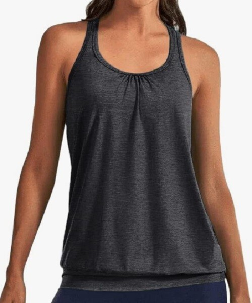 Beyove Womens Workout Yoga Tank Loose Fit Athletic Top Grey Size XXL EUC