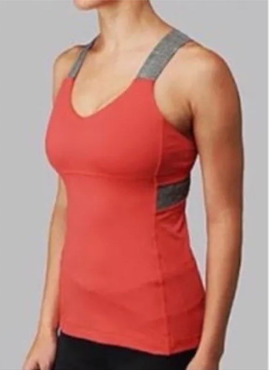 Lululemon Push Ur Limits Tank Top Red Coral Gray Size 4 Criss Cross Back Passion
