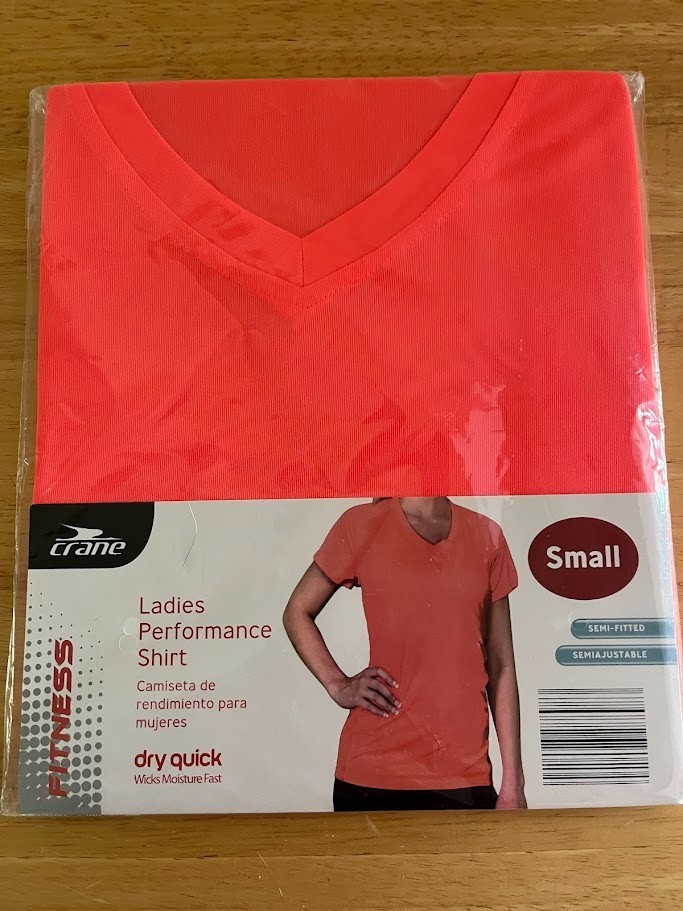 NEW Crane Ladies Performance Shirt, Small, Neon Orange Pink