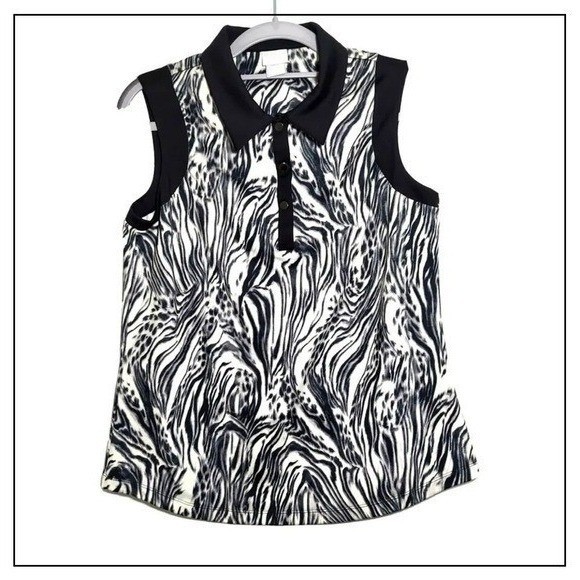 Chicos Zenergy Polo S Zebra Golfcore Sleeveless Performance Country Club Active
